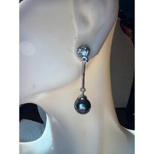 Sterling Silver Grey Pearl Dangle Earrings